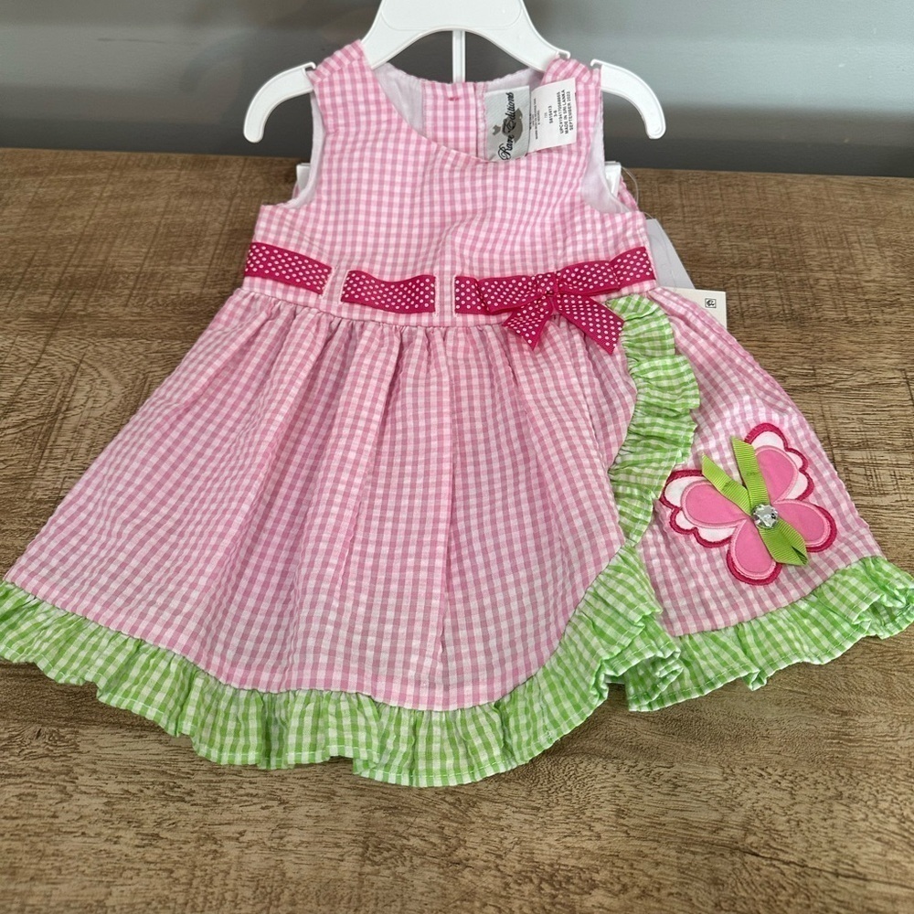 Rare Editions Seersucker Butterfly Dress | Size 3-6 Months | NWT - Picture 3 of 9